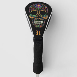 Neon Suiker Schedel Dag van de Doden Monogram Init Golfheadcover