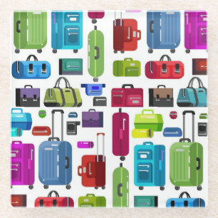Neon Suitcases Glazen Onderzetter