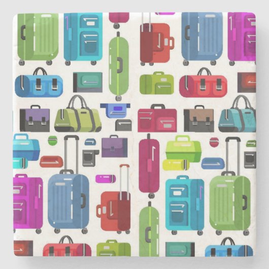 Neon Suitcases Stenen Onderzetter (Voorkant)