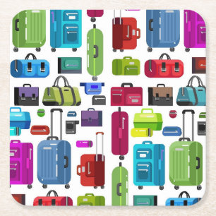 Neon Suitcases Vierkante Kartonnen Onderzetter