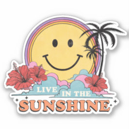 Neon Summer Tropical Palm Trees glimlachen kant Su Sticker