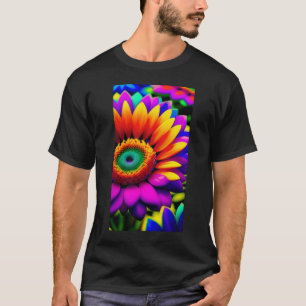 Neon Sunflower Art Sticker T-shirt