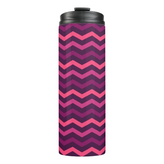 Neon Sunset Chevron Patroon Thermosbeker (Voorkant)