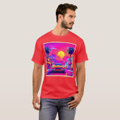 Neon Sunset City Drive aan Favorieten toegevoegd T-shirt (Voorkant volledig)