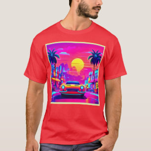 Neon Sunset City Drive aan Favorieten toegevoegd T-shirt
