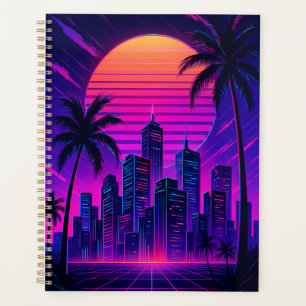 Neon Sunset Cityscape rétro-futuriste