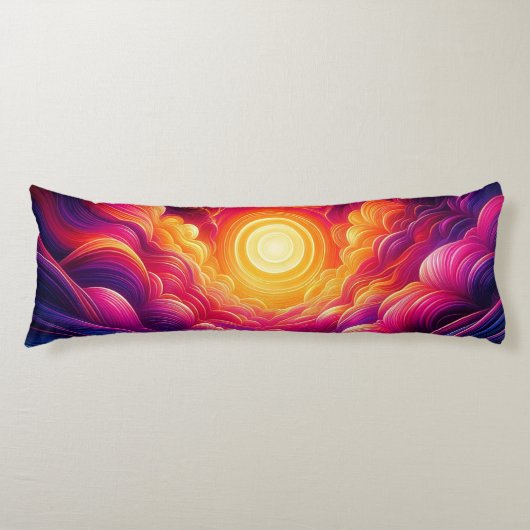 Neon Sunset Lichaamskussen (Voorkant)