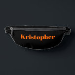 Neon Sunset Orange Classic Name | Noir élégant<br><div class="desc">Neon Sunset Orange Classic Nom personnalisé | Black Stylish Fanny Pack</div>