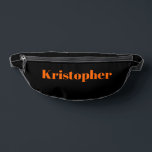 Neon Sunset Orange Classic Name | Noir élégant<br><div class="desc">Neon Sunset Orange Classic Nom personnalisé | Black Stylish Fanny Pack</div>