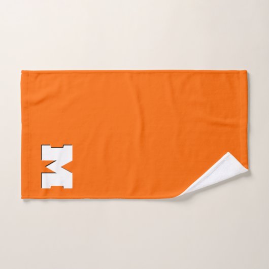 Neon Sunset Orange et blanc 3D Big Modern Initial (Serviette à main)
