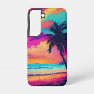 Neon Sunset Paradise Art Design Samsung Galaxy Hoesje