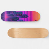 Neon Sunset Retro-futuristisch stadsbeeld Skateboard (Horizontaal)