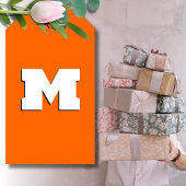 Neon Sunset Sinaasappel en wit 3D Big Modern Initi Cadeaulabel