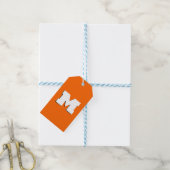 Neon Sunset Sinaasappel en wit 3D Big Modern Initi Cadeaulabel (Met Touw)