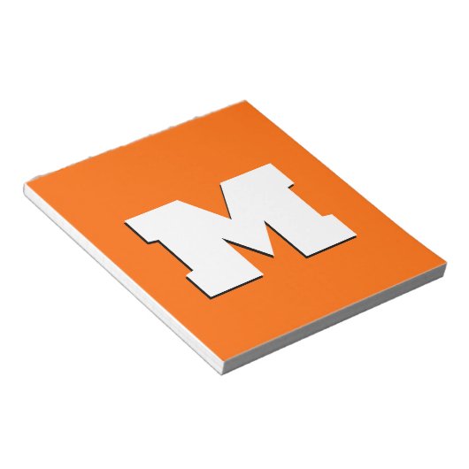 Neon Sunset Sinaasappel en wit 3D Big Modern Initi Notitieblok (Schuin)