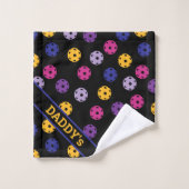 Neon sur le pickleball noir, texte personnalisé (Gant de toilette)