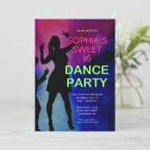 Neon Sweet 16 Anniversaire Dance Party Invitation (Debout devant)