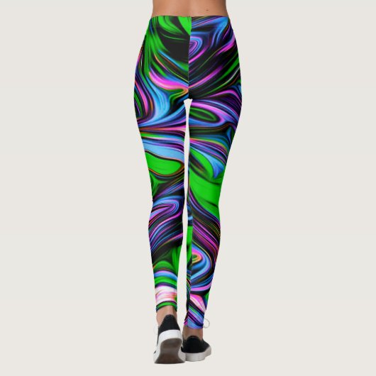 Neon Swirl Design Motif Leggings (Dos)