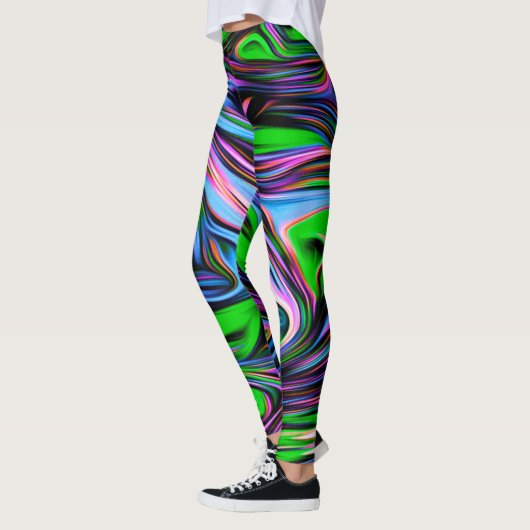 Neon Swirl Design Motif Leggings (Gauche)