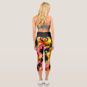 Neon Swirl Fire High Waist Capri Leggings (Verso)