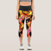 Neon Swirl Fire High Waist Capri Leggings (Recto)