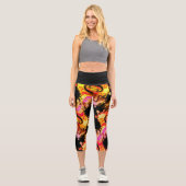 Neon Swirl Fire High Waist Capri Leggings (Recto)