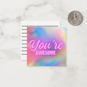 Neon swirl "Je bent Geweldige" kaart Notitiekaartje (Voorkant / Achterkant in situ)