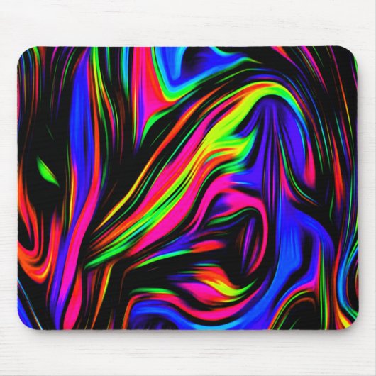 Neon Swirls Marged Black Yellow Pink Blue Muismat (Voorkant)