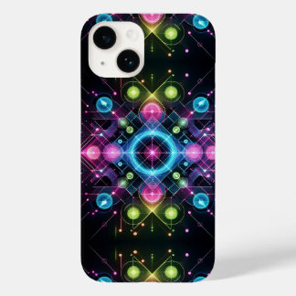 Neon Symmetrie – Futuristische Geometrische Gloeie Case-Mate iPhone 14 Hoesje