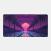 Neon Synthwave Grid Desk Mat - Retro 80s Gaming Mo (Recto)