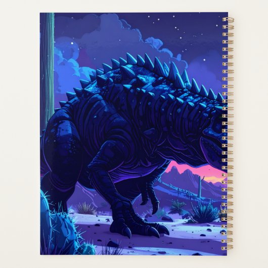 Neon T Rex Night Run Planner (Achterkant)