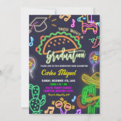 Neon Taco Parti Mexicain de Graduation Invitation (Devant)