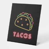 Neon Tacos-symbool Reclamebord Met Voetstuk (Voorkant)