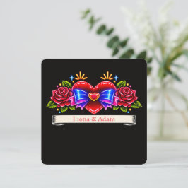Neon Tattoo Stijl hart uitnodigen Liefde  Save The Date