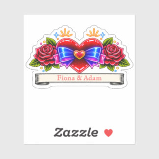 Neon Tattoo Stijl hart uitnodigen Liefde Sticker