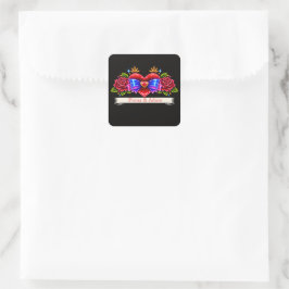 Neon Tattoo Stijl hart uitnodigen Liefde  Vierkante Sticker