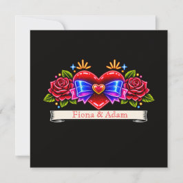 Neon Tattoo Stijl hart uitnodiging Liefde 