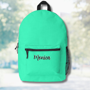 Neon Teal en Zwarte 3D Gepersonaliseerde Naam  Bedrukte Rugzak