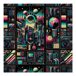 Neon Tech Odyssey Perfect Poster