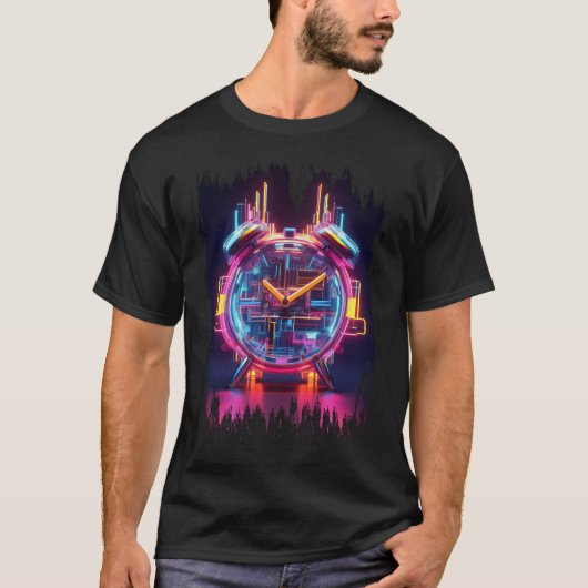 Neon Techno Clock T-shirt (Voorkant)
