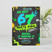 Neon Teenager Grafitti 67 Birthday Invitation (Debout devant)