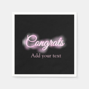 Neon teken roze congrats tekst toevoegen retro jar servet