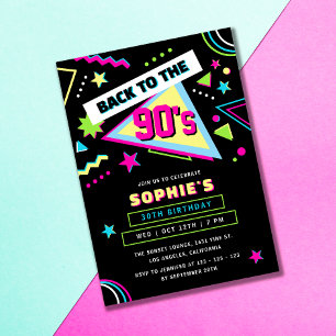 Neon Terug naar de jaren 90 Retro 30e verjaardagsf Kaart