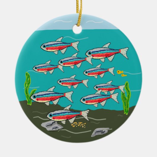 Neon Tetra Keramisch Ornament (Voorkant)