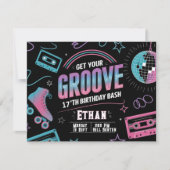 Neon Theme Verjaardag Uitnodiging Kaart (Voorkant)