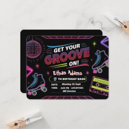 Neon Theme Verjaardag Uitnodiging Kaart