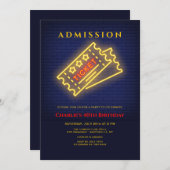 Neon Ticket to Party Invitation Kaart (Voorkant / Achterkant)