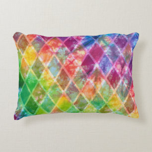Neon Tie Dye Waterverf Harlequin Argyle Accent Kussen