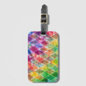 Neon Tie Dye Waterverf Harlequin Argyle Bagagelabel (Voorkant (verticaal))