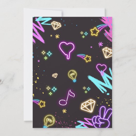 Neon Tiener Dertiende Verjaardagsfeest Kaart (Achterkant)